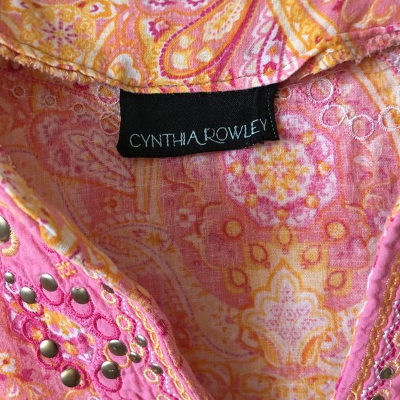 Cynthia Rowley Long Sleeve Style Top/Tunic Studded Size Medium - Picture 6 of 7